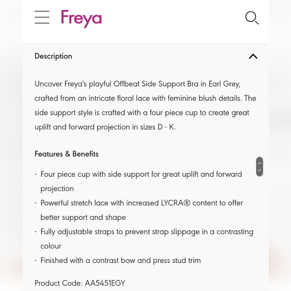 Freya Offbeat side support bra, NWT - Picture 3 of 9